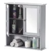 Basicwise Gray Mirror Wall Mounted Cabinet For the Bathroom and Vanity with Adjustable Shelves 20 in. Wide -Bathroom Cabinets Shop gray basicwise bathroom wall cabinets qi004020 gy 64 1000
