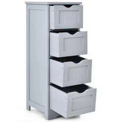 Costway 12 in. W x 12 in. D x 32.5 in. H Gray MDF Floor Storage Linen Cabinet Bathroom Organizer Free Standing Drawers -Bathroom Cabinets Shop gray costway linen cabinets hw66969gr 66 1000