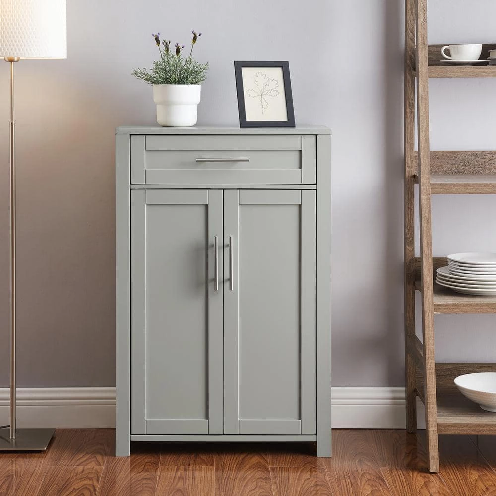 CROSLEY FURNITURE Savannah 23.88 in. W x 11.75 in. D x 36 in. H Linen Cabinet in Gray 9 CROSLEY FURNITURE Savannah 23.88 in. W x 11.75 in. D x 36 in. H Linen Cabinet in Gray - Image 7