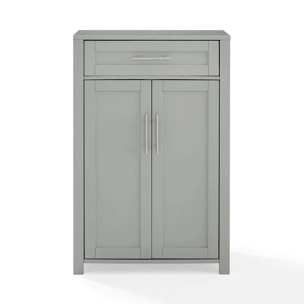 CROSLEY FURNITURE Savannah 23.88 in. W x 11.75 in. D x 36 in. H Linen Cabinet in Gray 4 CROSLEY FURNITURE Savannah 23.88 in. W x 11.75 in. D x 36 in. H Linen Cabinet in Gray - Image 2