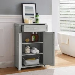 CROSLEY FURNITURE Savannah 23.88 in. W x 11.75 in. D x 36 in. H Linen Cabinet in Gray 14 CROSLEY FURNITURE Savannah 23.88 in. W x 11.75 in. D x 36 in. H Linen Cabinet in Gray -Bathroom Cabinets Shop gray crosley furniture linen cabinets cf3116 gy fa 1000