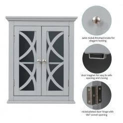 Glitzhome 20 in. W x 7 in. D x 24.25 in H Wall Cabinet with Double Doors in Gray -Bathroom Cabinets Shop gray glitzhome bathroom wall cabinets 1001003544 d4 1000