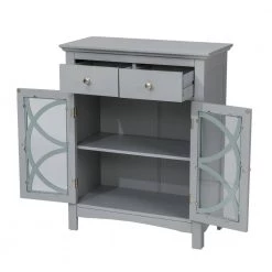Glitzhome 26 in. W x 12.4 in. D x 32.11 in. H Freestanding Floor Cabinet with Double Doors and Drawer in Gray -Bathroom Cabinets Shop gray glitzhome linen cabinets gh1001003545 1f 1000