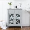 Glitzhome 26 in. W x 12.4 in. D x 32.11 in. H Freestanding Floor Cabinet with Double Doors and Drawer in Gray -Bathroom Cabinets Shop gray glitzhome linen cabinets gh1001003545 64 1000