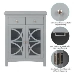 Glitzhome 26 in. W x 12.4 in. D x 32.11 in. H Freestanding Floor Cabinet with Double Doors and Drawer in Gray -Bathroom Cabinets Shop gray glitzhome linen cabinets gh1001003545 c3 1000