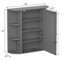 Gymax 26 in. W x 6.5 in. D x 25 in. H Gray Bathroom Storage Wall Cabinet, Medicine Organizer Cupboard with Mirror -Bathroom Cabinets Shop gray gymax bathroom wall cabinets gym05336 c3 1000