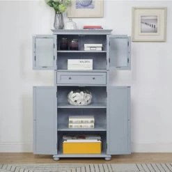 Home Decorators Collection Hampton Harbor 25 in. W 4-Door Tall Cabinet in Dove Grey -Bathroom Cabinets Shop gray home decorators collection linen cabinets bf 22673 dg c3 1000