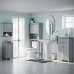 RiverRidge Home Somerset Collection 23.6 in. W x 40.12 in. H x 12 in. D 2-Door Floor Cabinet in Gray 23 RiverRidge Home Somerset Collection 23.6 in. W x 40.12 in. H x 12 in. D 2-Door Floor Cabinet in Gray -Bathroom Cabinets Shop gray riverridge home linen cabinets 06 077 4f 1000