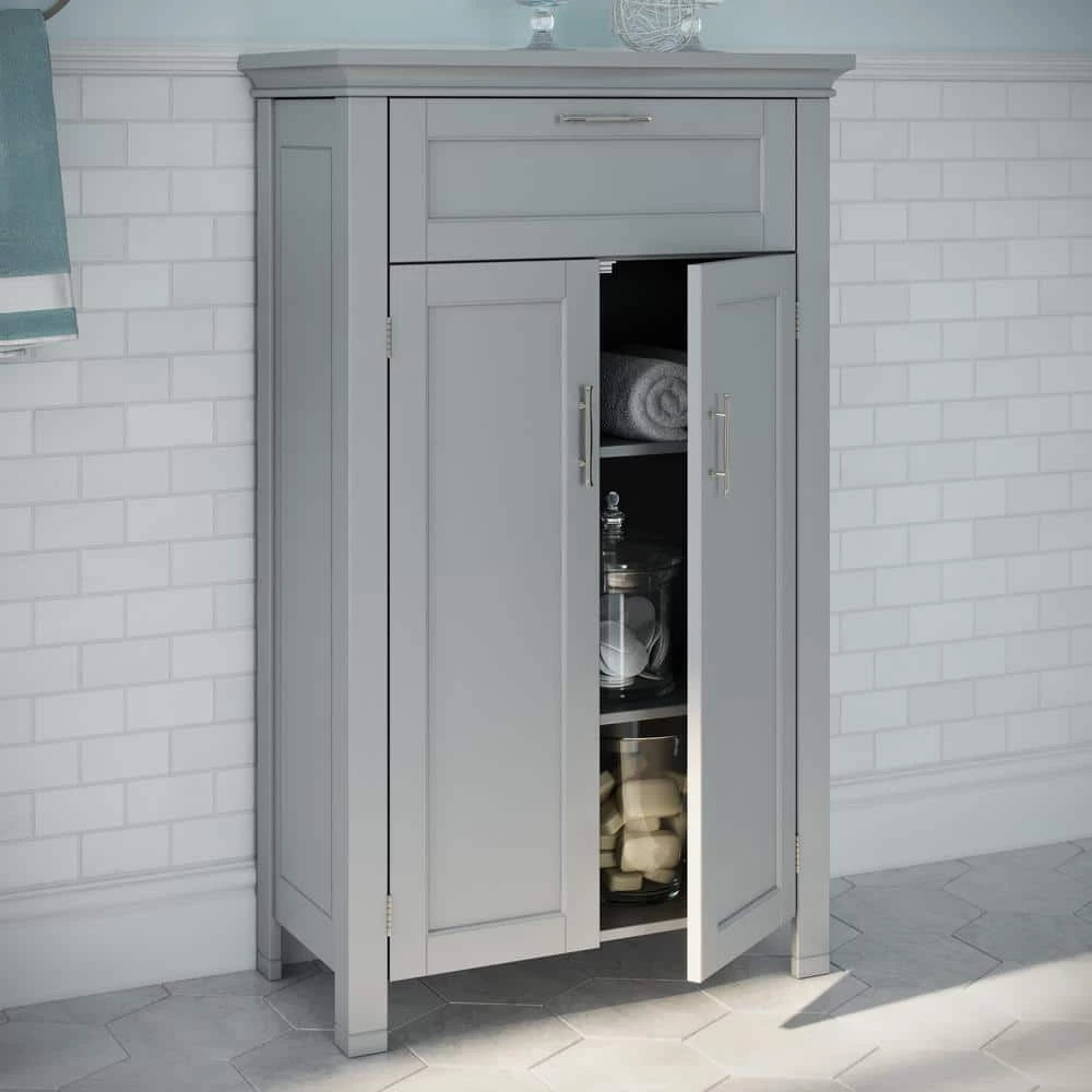 RiverRidge Home Somerset Collection 23.6 in. W x 40.12 in. H x 12 in. D 2-Door Floor Cabinet in Gray 10 RiverRidge Home Somerset Collection 23.6 in. W x 40.12 in. H x 12 in. D 2-Door Floor Cabinet in Gray - Image 8