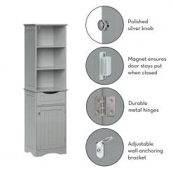 RiverRidge Home Ashland 16-1/2 in. W x 60 in. H Bathroom Linen Storage Tower Cabinet in Gray 20 RiverRidge Home Ashland 16-1/2 in. W x 60 in. H Bathroom Linen Storage Tower Cabinet in Gray -Bathroom Cabinets Shop gray riverridge home linen cabinets 06 083 1d 1000