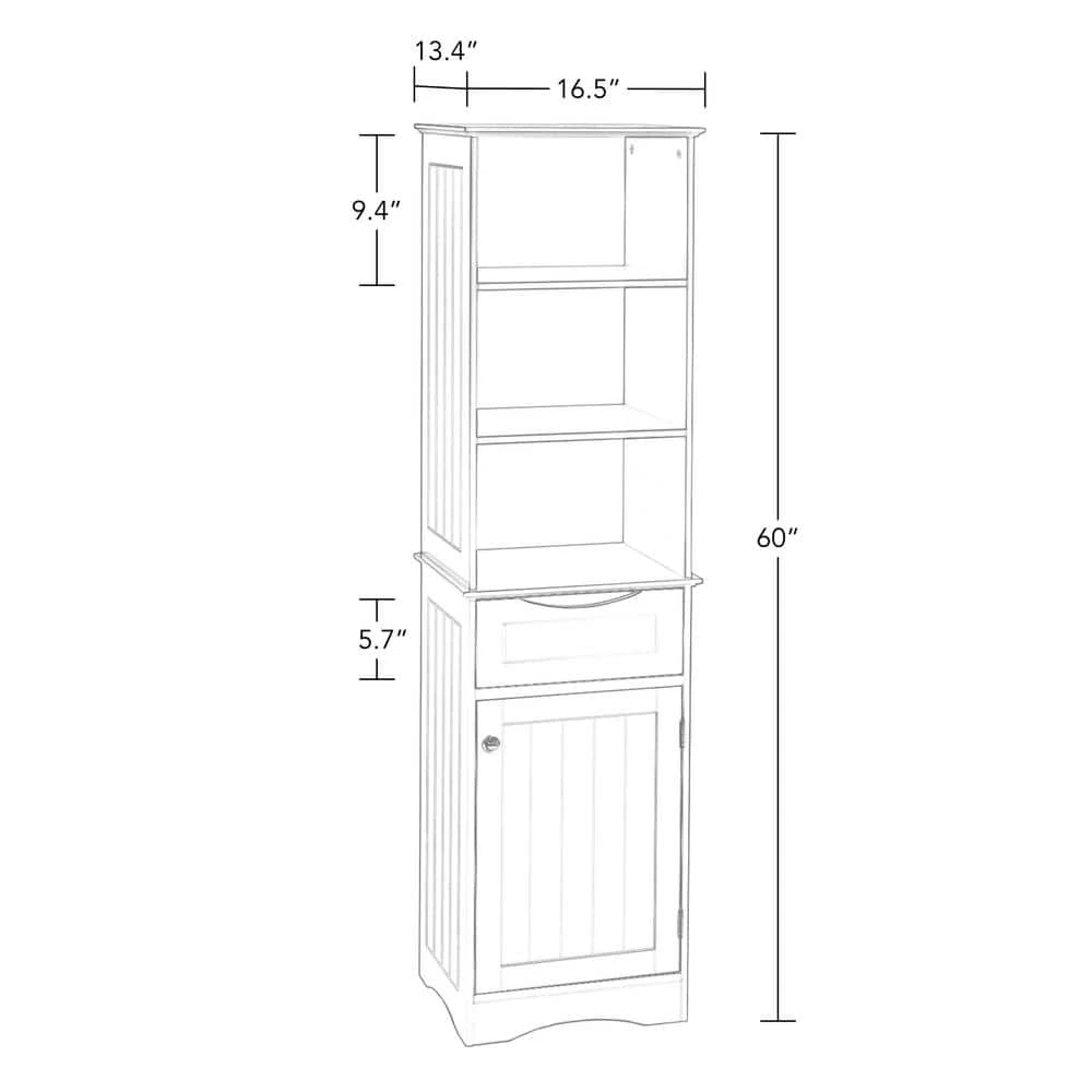 RiverRidge Home Ashland 16-1/2 in. W x 60 in. H Bathroom Linen Storage Tower Cabinet in Gray 5 RiverRidge Home Ashland 16-1/2 in. W x 60 in. H Bathroom Linen Storage Tower Cabinet in Gray - Image 3