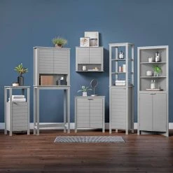 RiverRidge Home Madison 15.75 in. W Linen Tower with Open Shelves in Gray -Bathroom Cabinets Shop gray riverridge home linen cabinets 06 119 1f 1000