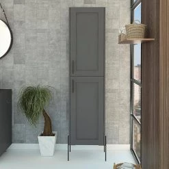 RST Brands Svedin 18 in. W x 13 in. D x 71 in. H Free Standing Tall Bathroom Linen Cabinet in Matte Gray -Bathroom Cabinets Shop gray rst brands linen cabinets sl lcab 1 gry 31 1000