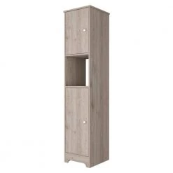 RST Brands Pinion 68 in. W x 15 in. D x 17 in. H Gray MDF Mid-Century Modern Linen Cabinet