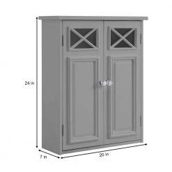 Teamson Home Dawson Contemporary Dawson 7 in. L x 20. in W x 24 in. H Removable Wooden Wall Cabinet with 2 Doors in Gray -Bathroom Cabinets Shop gray teamson home bathroom wall cabinets ehf 6810g 1f 1000