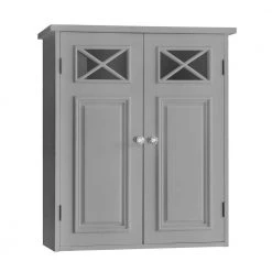 Teamson Home Dawson Contemporary Dawson 7 in. L x 20. in W x 24 in. H Removable Wooden Wall Cabinet with 2 Doors in Gray