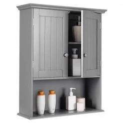 Costway 20.5 in. W x 7 in. D x 28 in. H Grey Wood Bathroom Storage Wall Cabinet -Bathroom Cabinets Shop grey costway bathroom wall cabinets hw53984gr 4f 1000