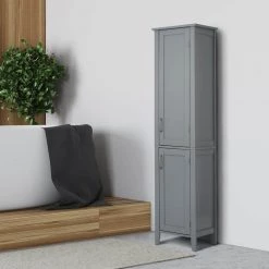 Elegant Home Fashions Mercer Mid Century 14.96 in. W x 13 in. D x 62.67 in. H Gray Modern Wooden Linen Cabinet 19 Elegant Home Fashions Mercer Mid Century 14.96 in. W x 13 in. D x 62.67 in. H Gray Modern Wooden Linen Cabinet -Bathroom Cabinets Shop grey elegant home fashions linen cabinets ehf f0017 31 1000