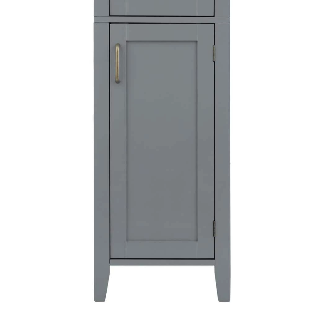 Elegant Home Fashions Mercer Mid Century 14.96 in. W x 13 in. D x 62.67 in. H Gray Modern Wooden Linen Cabinet 8 Elegant Home Fashions Mercer Mid Century 14.96 in. W x 13 in. D x 62.67 in. H Gray Modern Wooden Linen Cabinet - Image 6