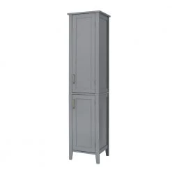 Elegant Home Fashions Mercer Mid Century 14.96 in. W x 13 in. D x 62.67 in. H Gray Modern Wooden Linen Cabinet