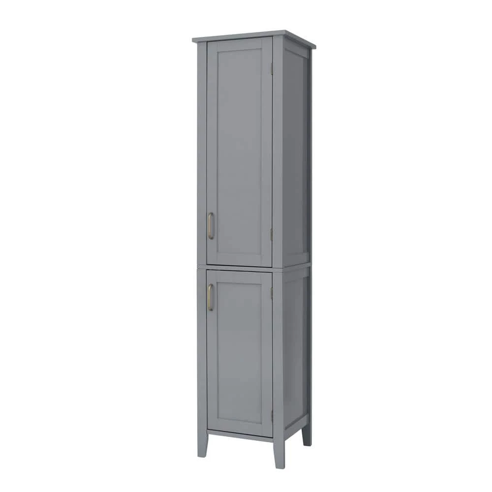 Elegant Home Fashions Mercer Mid Century 14.96 in. W x 13 in. D x 62.67 in. H Gray Modern Wooden Linen Cabinet 3 Elegant Home Fashions Mercer Mid Century 14.96 in. W x 13 in. D x 62.67 in. H Gray Modern Wooden Linen Cabinet