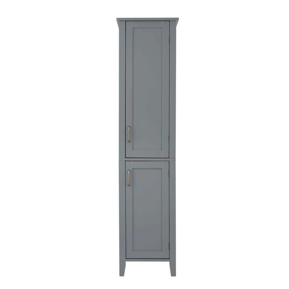 Elegant Home Fashions Mercer Mid Century 14.96 in. W x 13 in. D x 62.67 in. H Gray Modern Wooden Linen Cabinet 5 Elegant Home Fashions Mercer Mid Century 14.96 in. W x 13 in. D x 62.67 in. H Gray Modern Wooden Linen Cabinet - Image 3