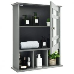 Gymax 50 in. W Mirrored Medicine Wall Cabinet Bathroom Mounted Storage W/Adjustable Shelf Grey 16 Gymax 50 in. W Mirrored Medicine Wall Cabinet Bathroom Mounted Storage W/Adjustable Shelf Grey -Bathroom Cabinets Shop grey gymax bathroom wall cabinets gym05259 44 1000