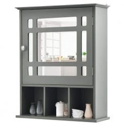 Gymax 50 in. W Mirrored Medicine Wall Cabinet Bathroom Mounted Storage W/Adjustable Shelf Grey 14 Gymax 50 in. W Mirrored Medicine Wall Cabinet Bathroom Mounted Storage W/Adjustable Shelf Grey -Bathroom Cabinets Shop grey gymax bathroom wall cabinets gym05259 4f 1000