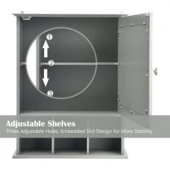 Gymax 50 in. W Mirrored Medicine Wall Cabinet Bathroom Mounted Storage W/Adjustable Shelf Grey 18 Gymax 50 in. W Mirrored Medicine Wall Cabinet Bathroom Mounted Storage W/Adjustable Shelf Grey -Bathroom Cabinets Shop grey gymax bathroom wall cabinets gym05259 76 1000