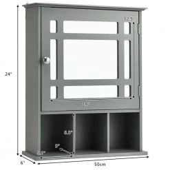 Gymax 50 in. W Mirrored Medicine Wall Cabinet Bathroom Mounted Storage W/Adjustable Shelf Grey 13 Gymax 50 in. W Mirrored Medicine Wall Cabinet Bathroom Mounted Storage W/Adjustable Shelf Grey -Bathroom Cabinets Shop grey gymax bathroom wall cabinets gym05259 c3 1000