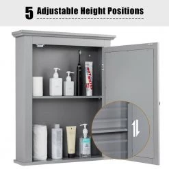 Gymax 22 in. W Wall Mounted Cabinet with Bathroom Mirror and Adjustable Medicine Shelf in Grey -Bathroom Cabinets Shop grey gymax bathroom wall cabinets gym06658 76 1000