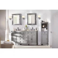 Home Decorators Collection Hamilton 18 in. W x 52-1/2 in. H Bathroom Linen Cabinet in Grey -Bathroom Cabinets Shop grey home decorators collection linen cabinets 1235100270 1f 1000