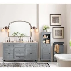 Home Decorators Collection Hamilton 18 in. W x 52-1/2 in. H Bathroom Linen Cabinet in Grey -Bathroom Cabinets Shop grey home decorators collection linen cabinets 1235100270 44 1000