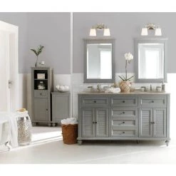 Home Decorators Collection Hamilton 18 in. W x 52-1/2 in. H Bathroom Linen Cabinet in Grey -Bathroom Cabinets Shop grey home decorators collection linen cabinets 1235100270 fa 1000