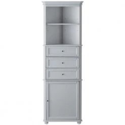 Home Decorators Collection Hampton Harbor 23 in. W x 13 in. D x 67-1/2 in. H Corner Linen Storage Cabinet in Dove Grey