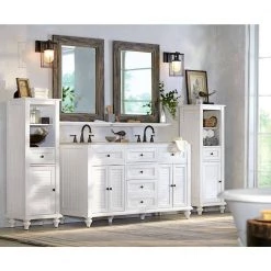 Home Decorators Collection Hamilton 18 in. W x 52-1/2 in. H Bathroom Linen Cabinet in Ivory 18 Home Decorators Collection Hamilton 18 in. W x 52-1/2 in. H Bathroom Linen Cabinet in Ivory -Bathroom Cabinets Shop ivory home decorators collection linen cabinets 1235100410 1f 1000
