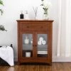 Glitzhome 25.6 in. W x 12.6 in. D x 32 in. H Shelved Floor Cabinet with Double Doors in Brown 1 Glitzhome 25.6 in. W x 12.6 in. D x 32 in. H Shelved Floor Cabinet with Double Doors in Brown -Bathroom Cabinets Shop mahogany brown glitzhome linen cabinets gh1517002247 64 1000