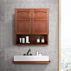 Teamson Home Martha 22.25 in. W x 25 in. H x 8 in. D Bathroom Removable Wall Cabinet in Mahogany 10 Teamson Home Martha 22.25 in. W x 25 in. H x 8 in. D Bathroom Removable Wall Cabinet in Mahogany -Bathroom Cabinets Shop mahogany teamson home bathroom wall cabinets dh 105ba 4f 1000