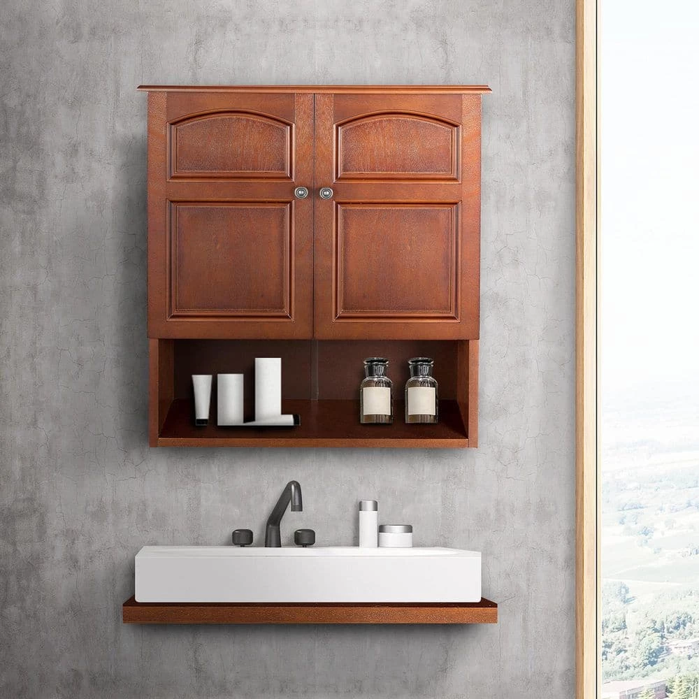 Teamson Home Martha 22.25 in. W x 25 in. H x 8 in. D Bathroom Removable Wall Cabinet in Mahogany 5 Teamson Home Martha 22.25 in. W x 25 in. H x 8 in. D Bathroom Removable Wall Cabinet in Mahogany - Image 3