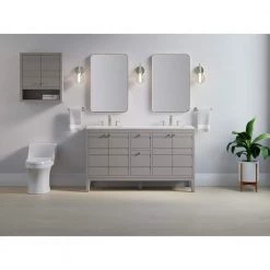 KOHLER Helst 24 in. W x 10 in. D x 28 in. H Wall Mount Cabinet in Mohair Grey -Bathroom Cabinets Shop mohair grey kohler bathroom wall cabinets k 33528 asb 1wt 1d 1000