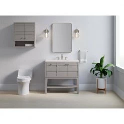 KOHLER Helst 24 in. W x 10 in. D x 28 in. H Wall Mount Cabinet in Mohair Grey -Bathroom Cabinets Shop mohair grey kohler bathroom wall cabinets k 33528 asb 1wt 40 1000