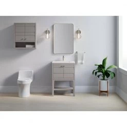 KOHLER Helst 24 in. W x 10 in. D x 28 in. H Wall Mount Cabinet in Mohair Grey -Bathroom Cabinets Shop mohair grey kohler bathroom wall cabinets k 33528 asb 1wt a0 1000