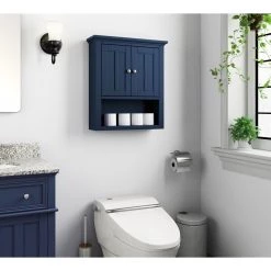 Home Decorators Collection Fremont 23 in. W x 7 in. D x 26 in. H Bathroom Storage Wall Cabinet in Navy Blue -Bathroom Cabinets Shop navy blue home decorators collection bathroom wall cabinets tj ftw2623blu 31 1000