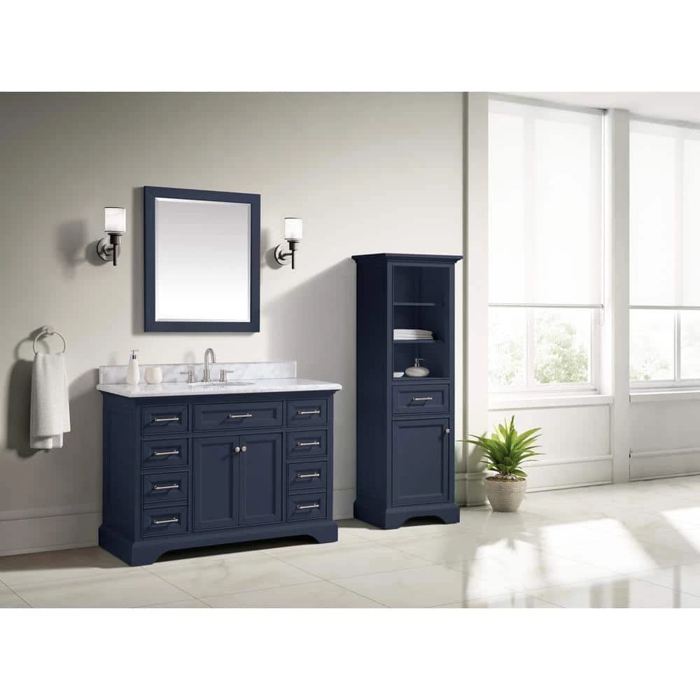 Home Decorators Collection Windlowe 22 in. W x 16 in. D x 65 in. H Floor Linen Tower in Navy Blue 4 Home Decorators Collection Windlowe 22 in. W x 16 in. D x 65 in. H Floor Linen Tower in Navy Blue - Image 2