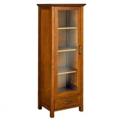 Teamson Home Aida 48-1/2 in. H x 17. in W x 13-1/2 in. D Bathroom Linen Storage Cabinet in Oil Oak