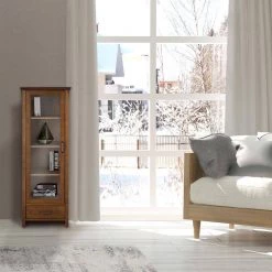 Teamson Home Aida 48-1/2 in. H x 17. in W x 13-1/2 in. D Bathroom Linen Storage Cabinet in Oil Oak -Bathroom Cabinets Shop oil oak teamson home linen cabinets hdt543 76 1000