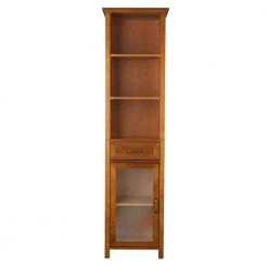 Teamson Home Aida 17 in. W x 65 in. H x 13-1/2 in. D Bathroom Linen Storage Cabinet in Oil Oak