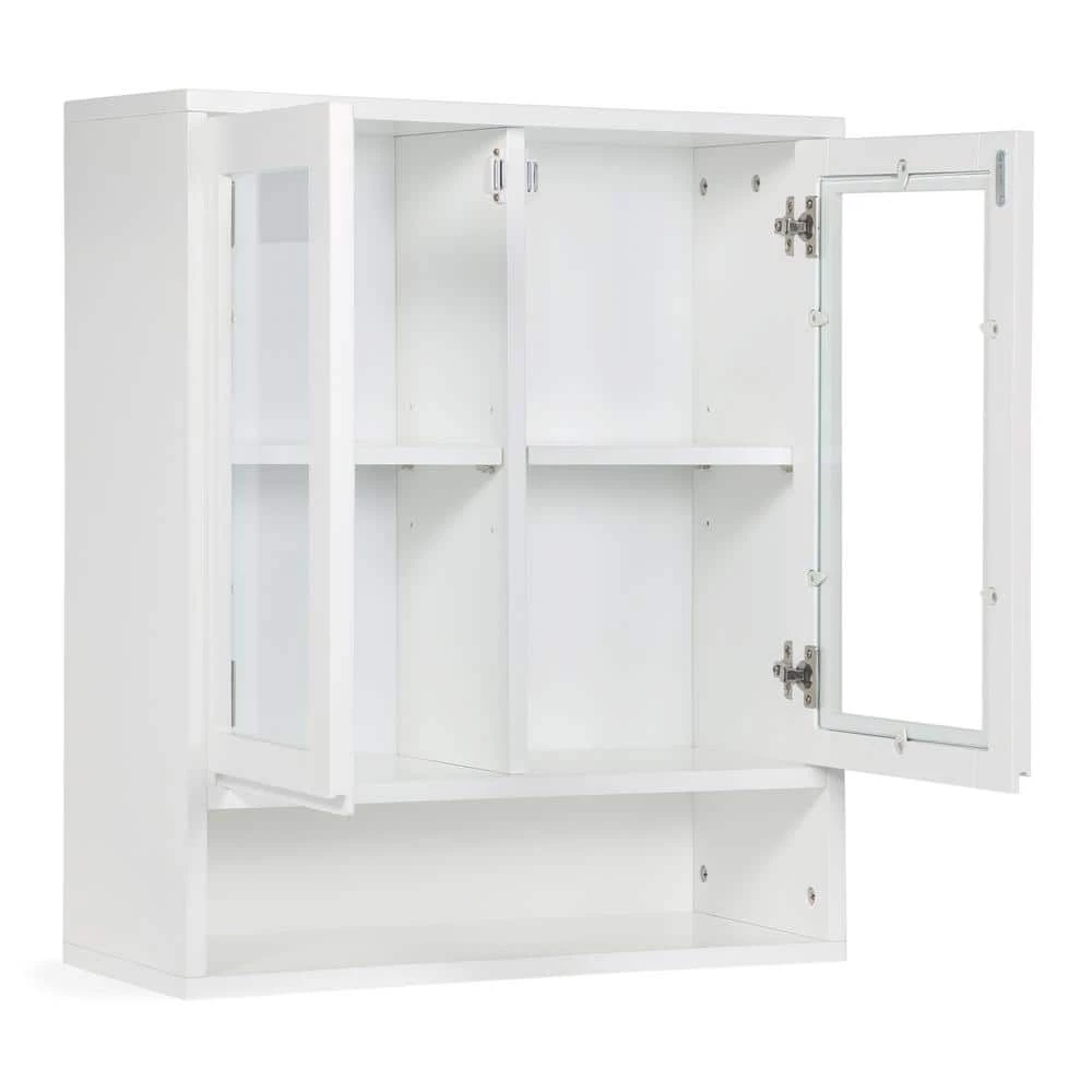 Simpli Home Draper 28 in. H x 24 in. W Double Door Wall Bath Cabinet in Pure White 6 Simpli Home Draper 28 in. H x 24 in. W Double Door Wall Bath Cabinet in Pure White - Image 4