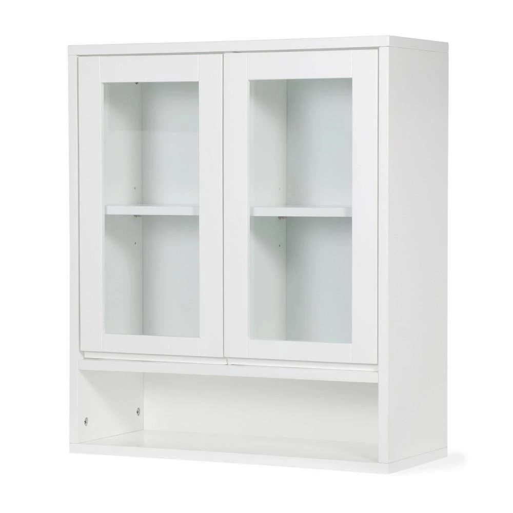 Simpli Home Draper 28 in. H x 24 in. W Double Door Wall Bath Cabinet in Pure White 4 Simpli Home Draper 28 in. H x 24 in. W Double Door Wall Bath Cabinet in Pure White - Image 2