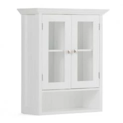 Simpli Home Acadian 28 in. H x 23.6 in. W Double Door Wall Bath Cabinet in Pure White